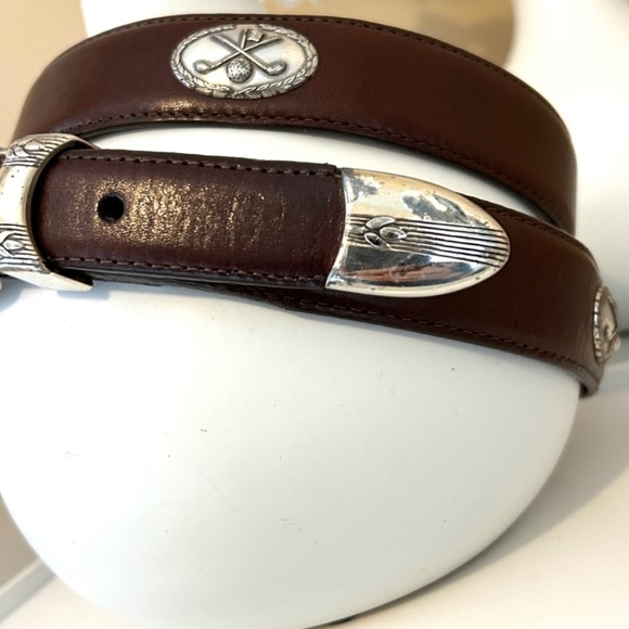 Vintage Brighten Men’s Leather Golf Belt with Silver Buckle Size 42 EUC - Picture 5 of 13